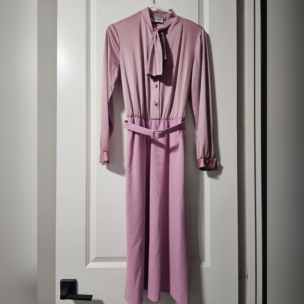 Vintage Pink Long-Sleeve Dress